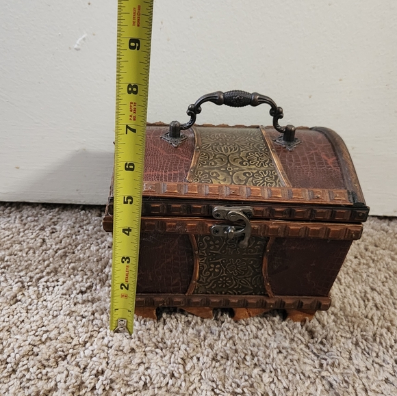 Vintage Wooden Treasure Chest Box with Brass Accents - Rustic Home Decor - Picture 5 of 10